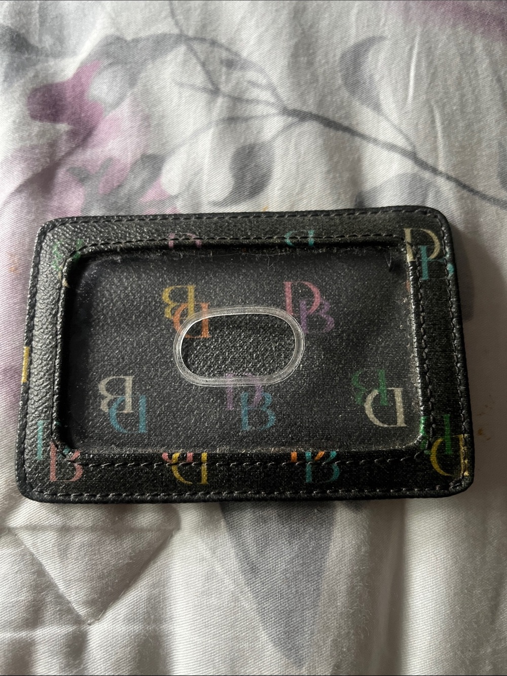 Dooney and Bourke Black Multicolor Cardholder ID Window Wallet
